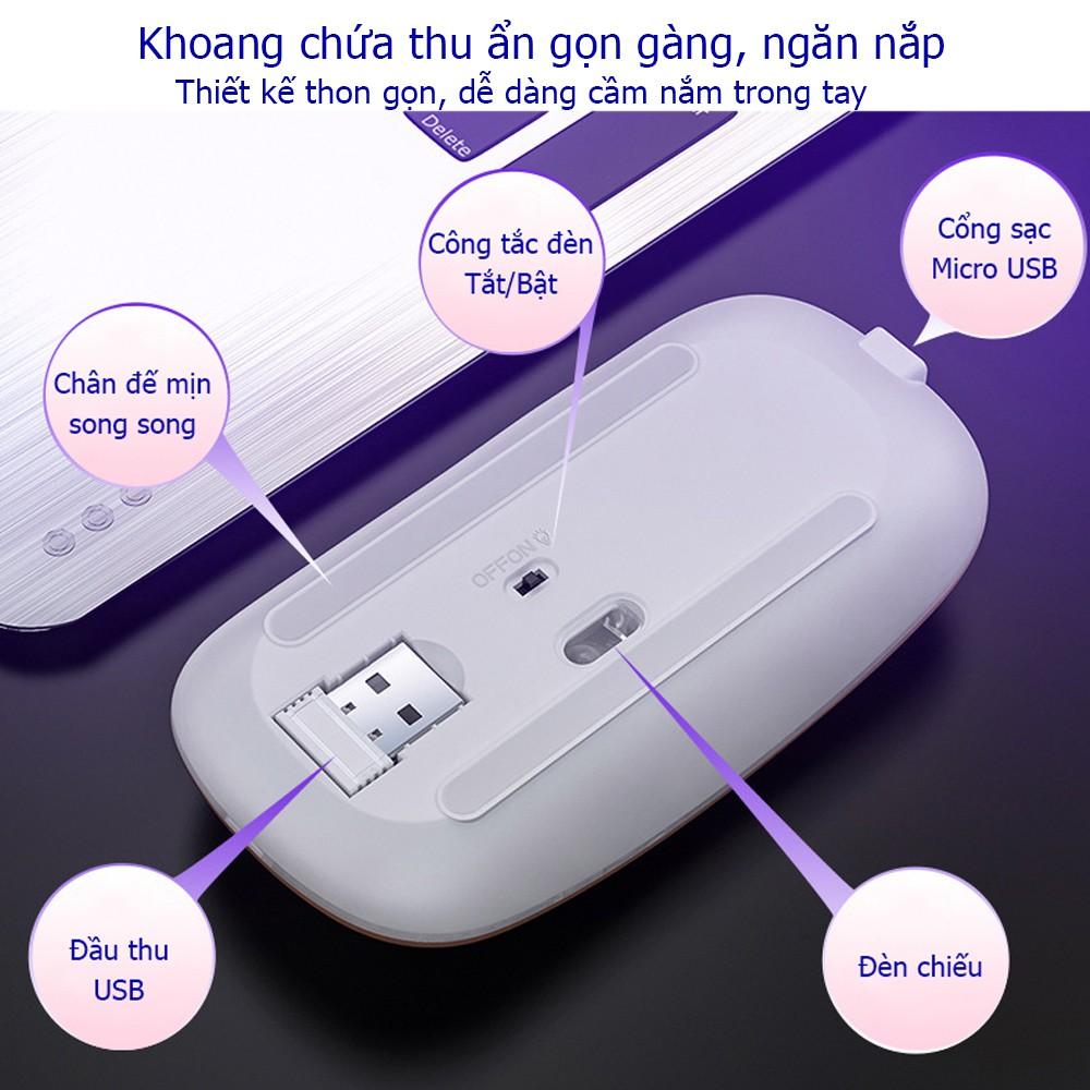 Chuột không dây đèn led, pin sạc, kết nối không dây