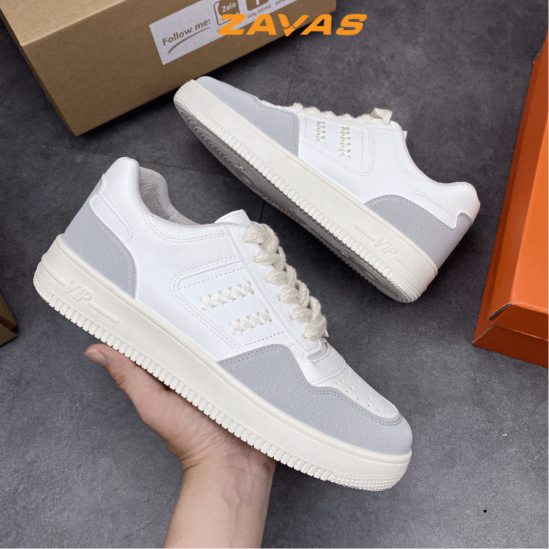 Giày thể thao nam sneaker ZAVAS chính hãng màu trắng đế cao su may êm nhẹ S421