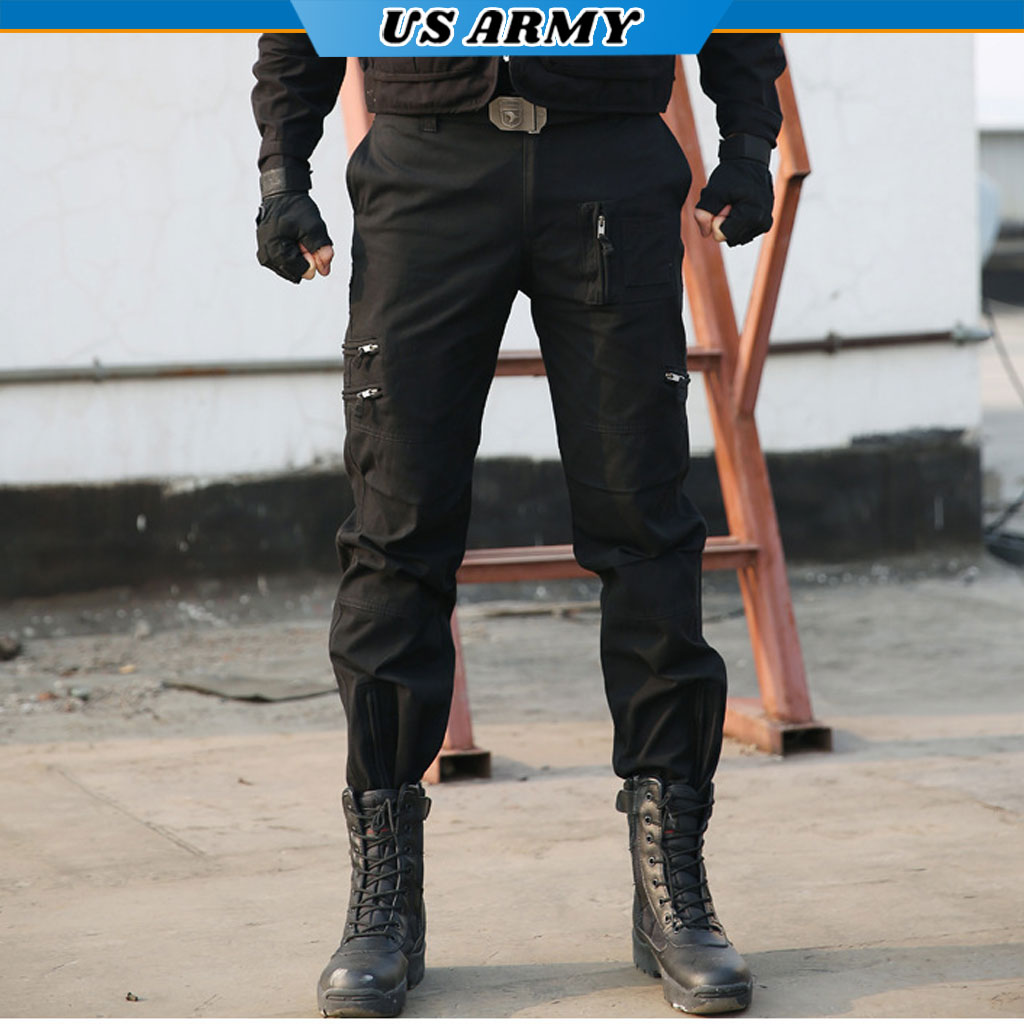 Quần Túi Hộp Nam Lính Mỹ Us Army U768 Cao Cấp, Chất Liệu Vải Kaki, Bền Màu, Ống Rộng Phong Cách, Thiết Kế Túi Hộp - Hàng Chính Hãng - 30 - Đen