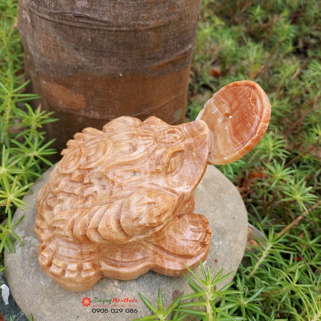 Thiềm thừ cóc 3 chân đá vân gỗ 15cm đá Non Nước