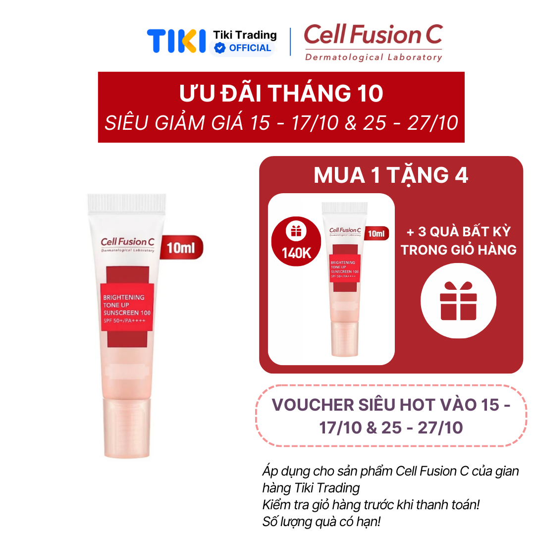 Kem Chống Nắng Dưỡng Trắng Nâng Tone Da Cell Fusion C Brightening Tone Up Sunscreen 100 SPF50+/ PA ++++ (10ml)