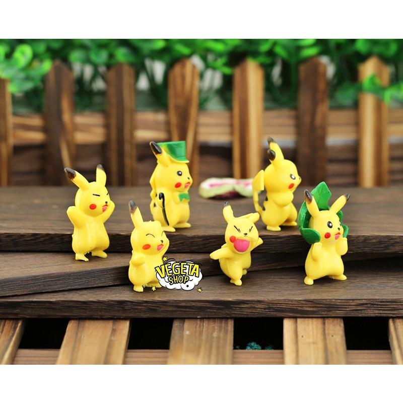 Mô hình Pikachu - Trọn bộ 6 mô hình Pikachu cây lá cực dễ thương - Cao khoảng 3 ~ 5.5cm