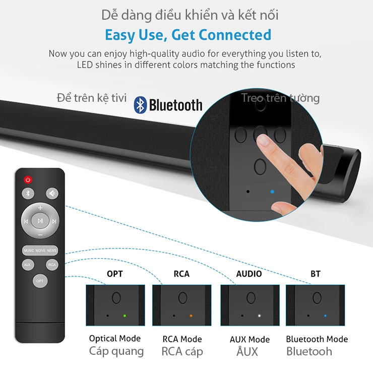 Loa soundbar tivi 3D âm thanh nổi kết nối không dây KY3000