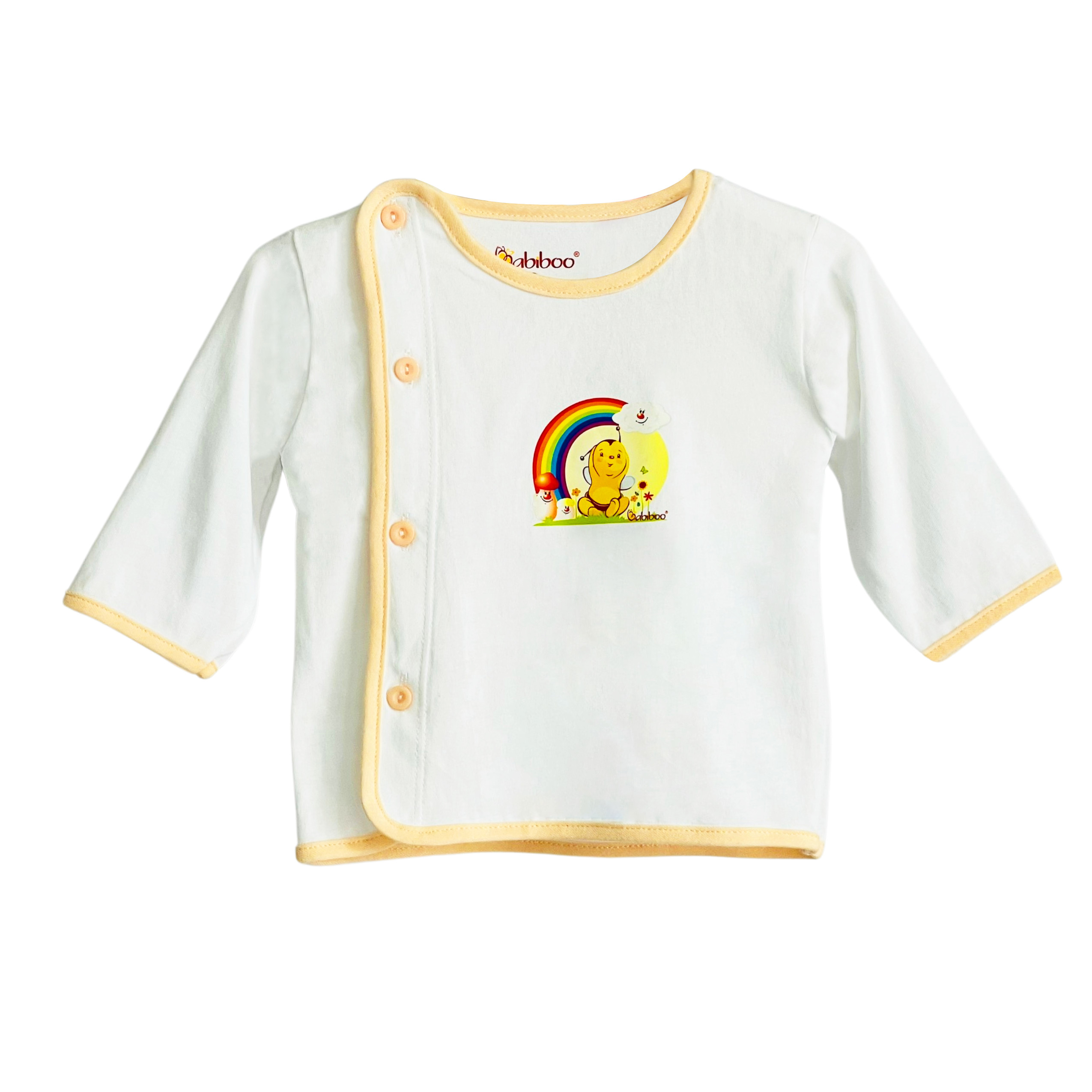 Áo sơ sinh cho bé Babiboo áo bác sĩ tay dài viền màu, vải cotton mềm mịn BB01