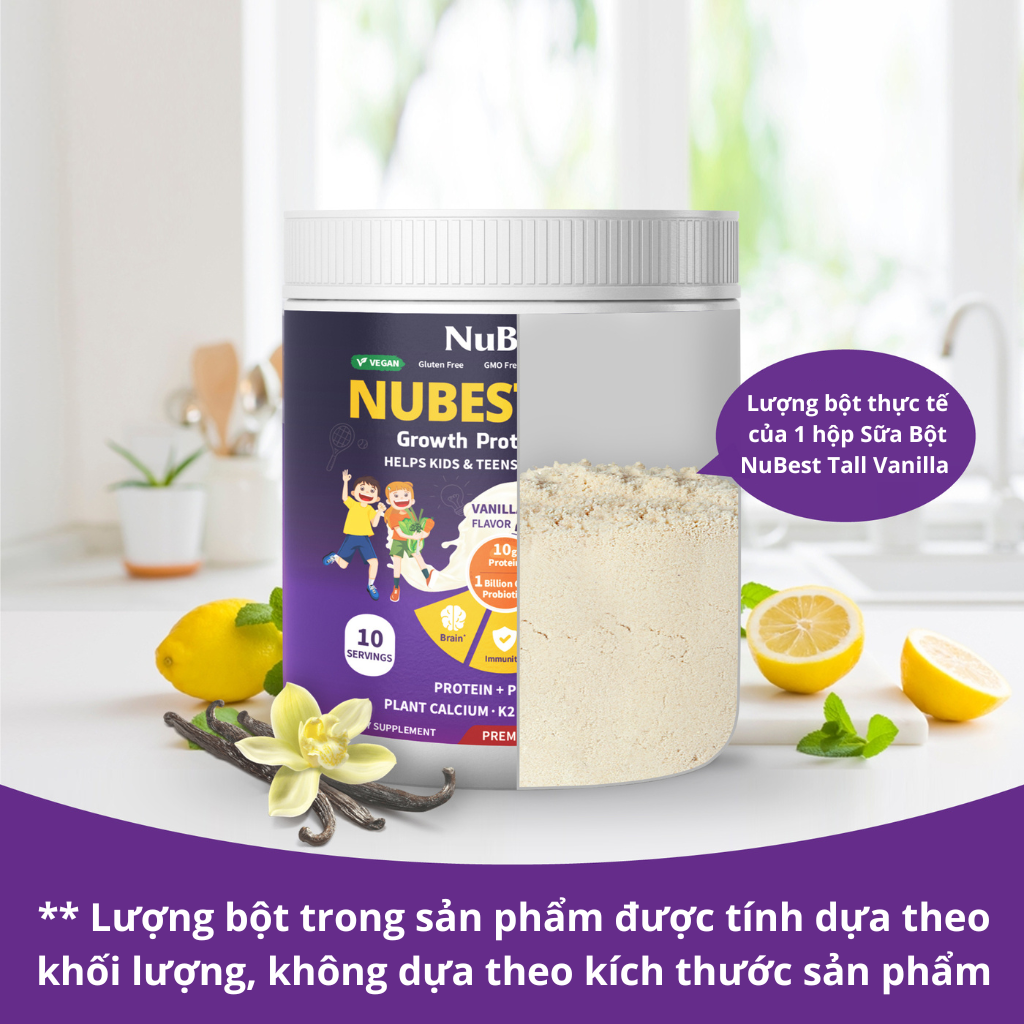 Sữa Bột NuBest Tall (Hương Vanilla) - Thực Phẩm Bổ Sung Hỗ Trợ Tăng Chiều Cao và Chăm Sóc Sức Khỏe Toàn Diện Cho Độ Tuổi từ 4 Trở Lên