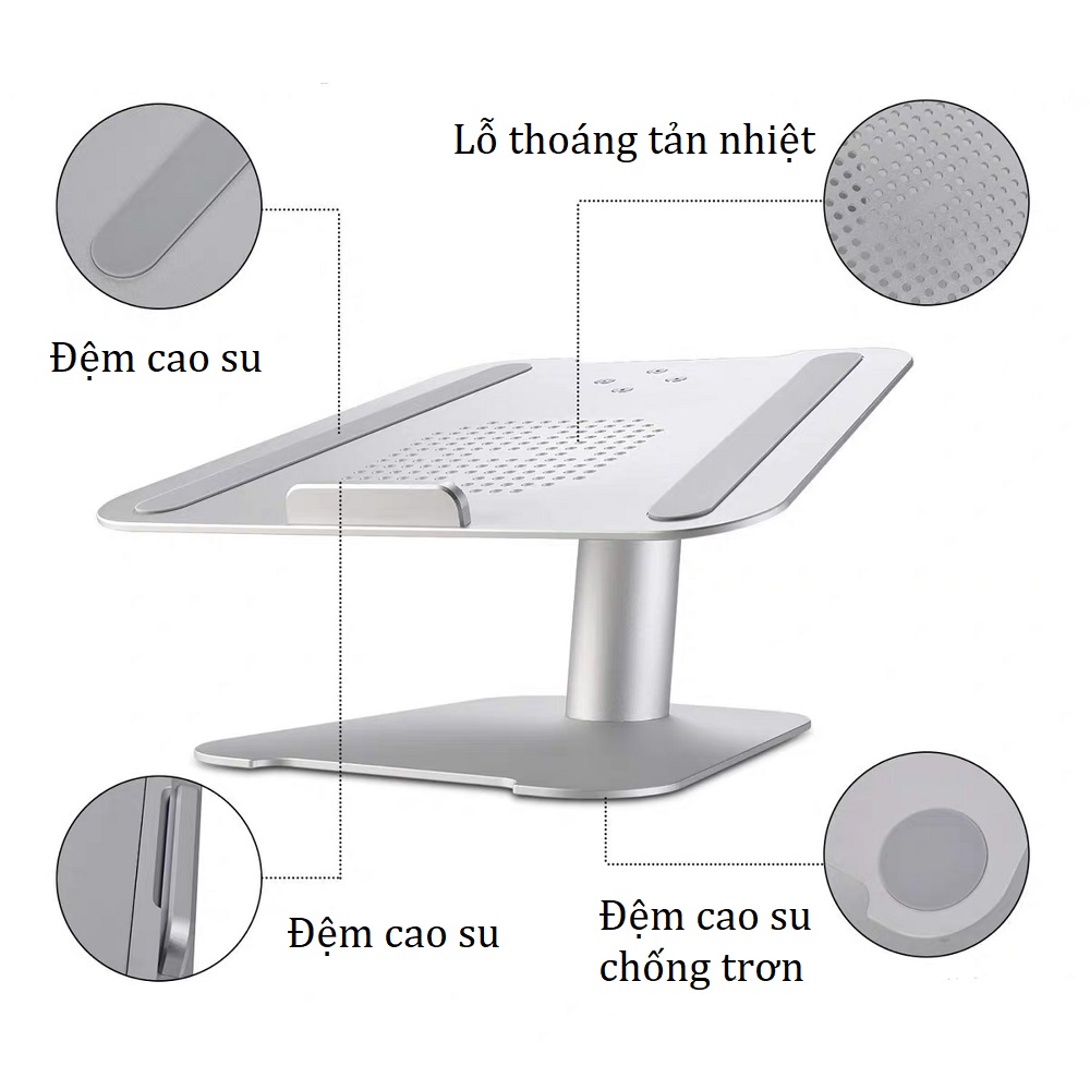 Giá đỡ laptop stand nhôm nguyên khối có thể điều chỉnh độ cao