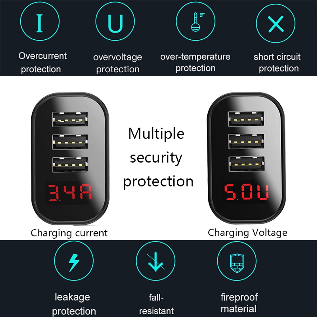 Bộ sạc đa năng Baseus Baseus Mirror Lake 3 cổng sạc ( 3 Ports USB, LED Intelligent Digital Display, 3.4A Fast Charging) - Hàng nhập khẩu