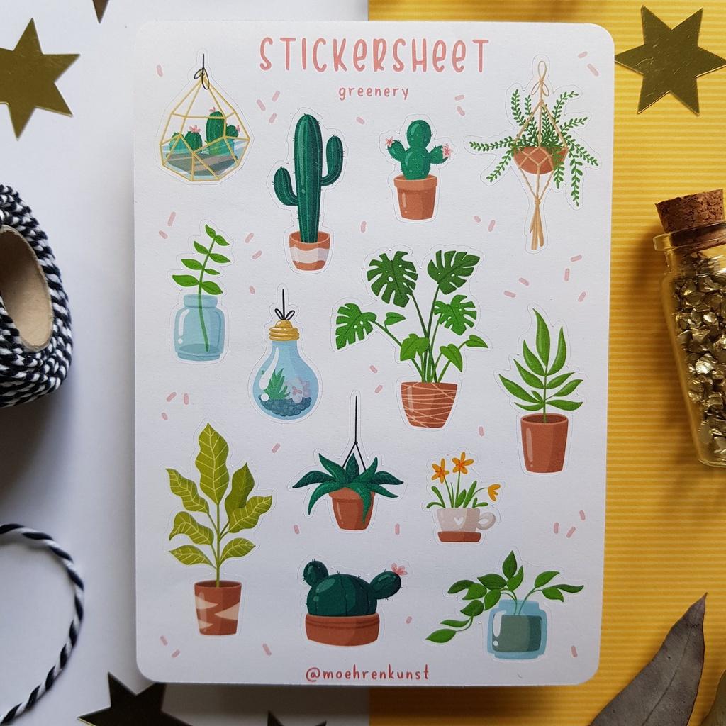 Sticker Sheet - GREENERY 1  Chuyên dán sổ  Bullet Journal Stickers, Plant Sticker, Nature Stickers, Greenery Sticker - CHƯA CẮT