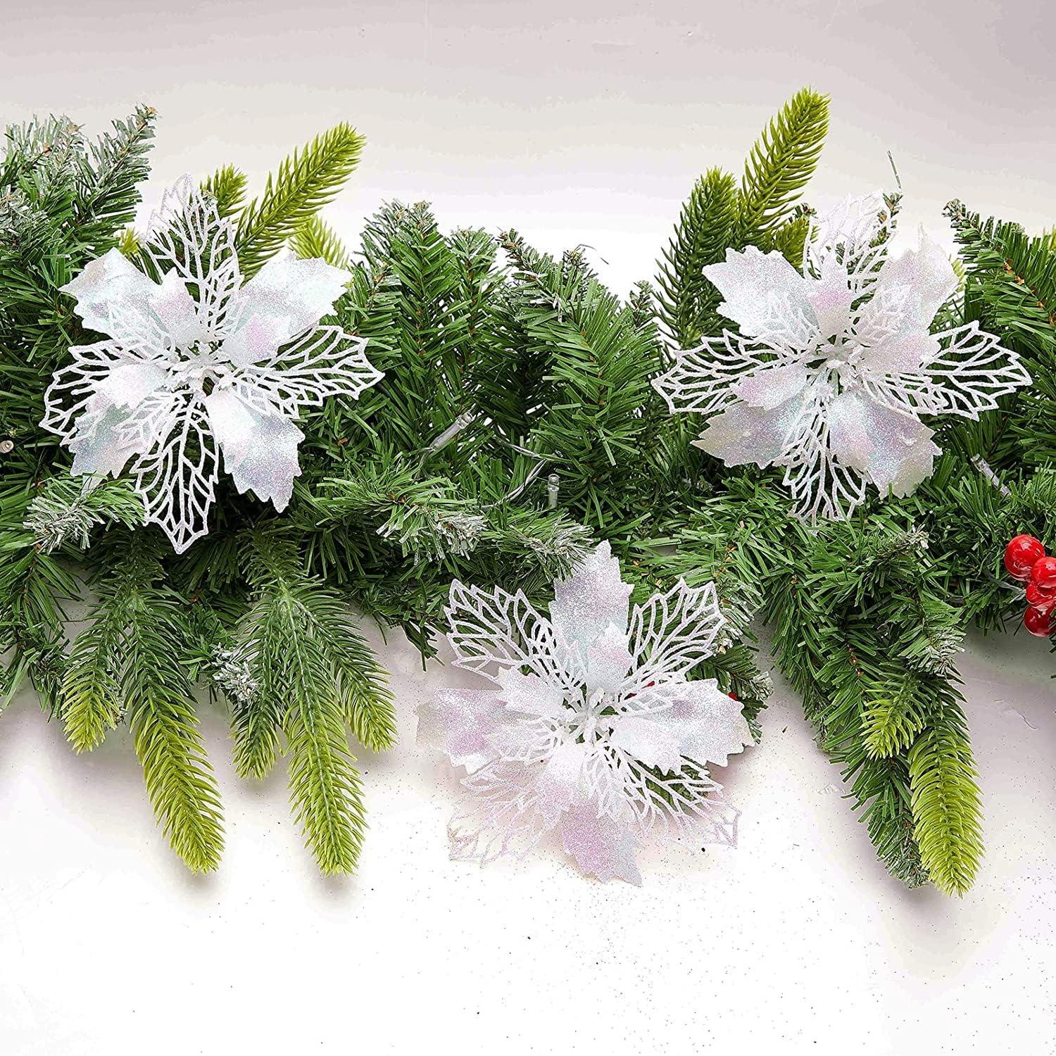 12 Cái Mặt dây chuyền Cây Giáng sinh DIY Hoa Giáng sinh Mặt dây chuyền Trang trí cho Cây thông Noel và Trang trí Tiệc Trang trí Cây thông Noel