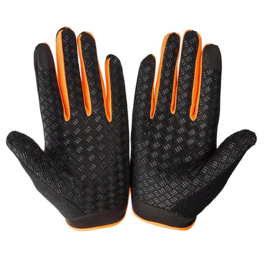 Găng Tay Xe Đạp Chống Trượt Màn Hình Cảm Ứng Găng Tay Xe Đạp Thể Thao Chống Sốc Mtb Road Full Ngón Găng Tay Xe Đạp Thoáng Khí Cho Nam Nữ Color: black orange Size: L