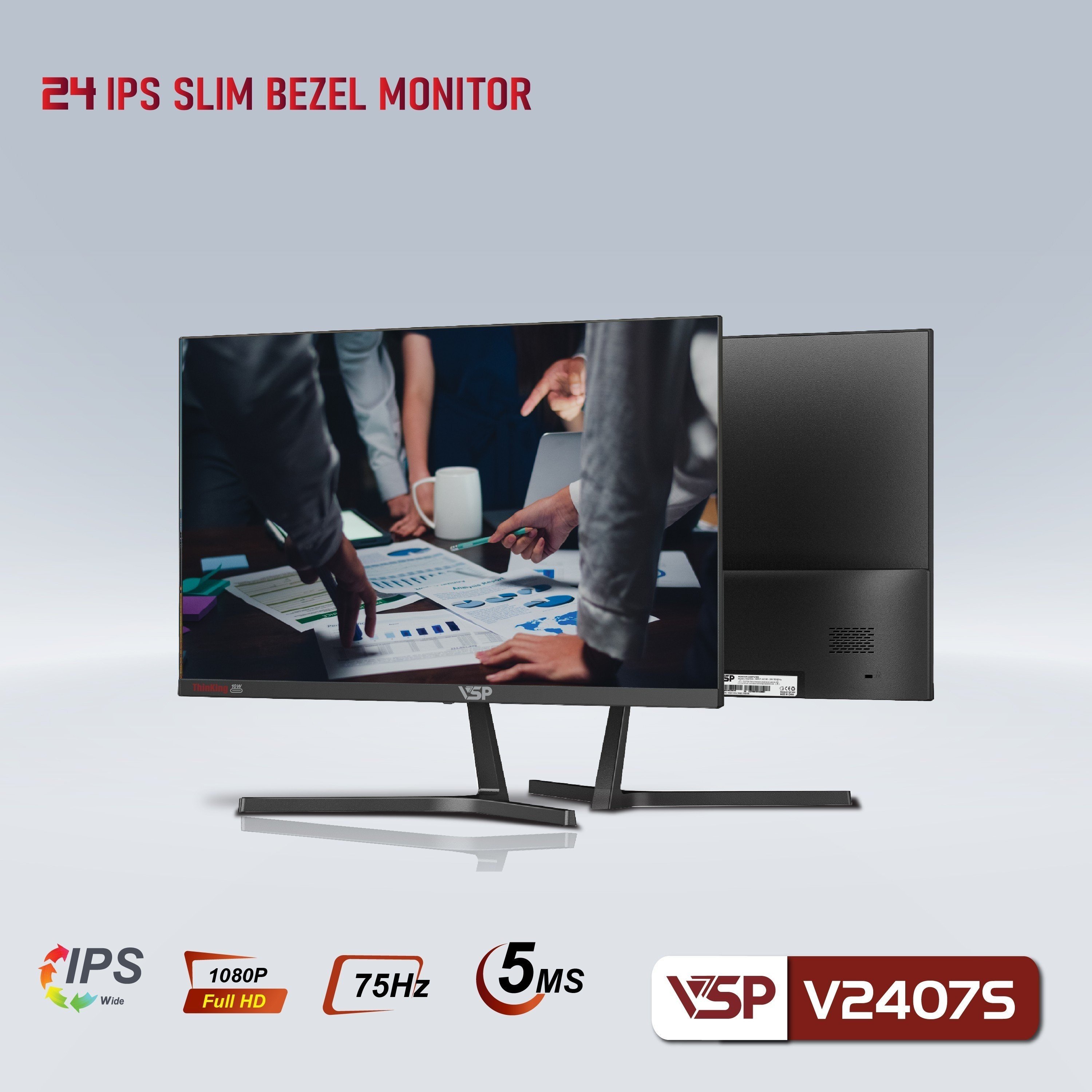 MÀN HÌNH PHẲNG LED VSP TRÀN VIỀN V2407S 24inch IPS (HDMI, VGA) - JL - HÀNG CHÍNH HÃNG