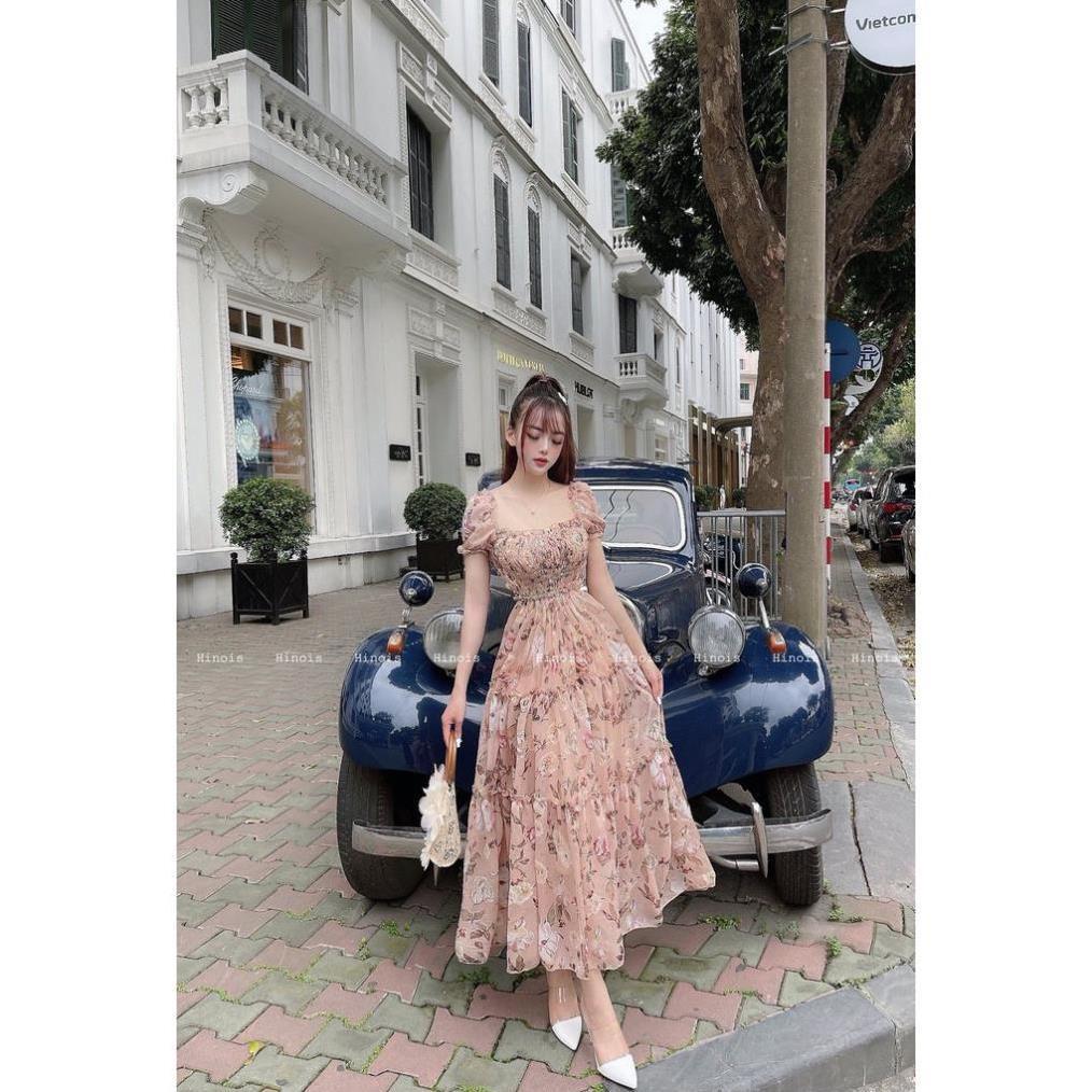Đầm Maxi Hoa - Váy Maxi Trễ Vai Dáng Xòe Mặc 2 Kiểu Cổ Vuông Cúp Ngực, Chất Liệu Tơ Cao Cấp CỰC XINH CÓ VIDEO THẬT