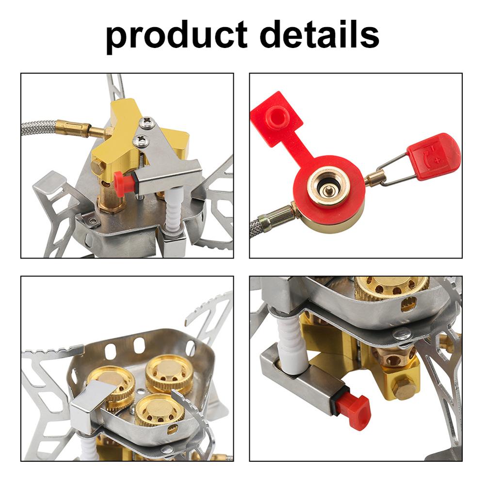 3-Core Camping Stove 6800W High Power Gases Burner Windproof Backpacking Stove with Adjustable Valve for Outdoor Cooking Camping Picnic Hiking