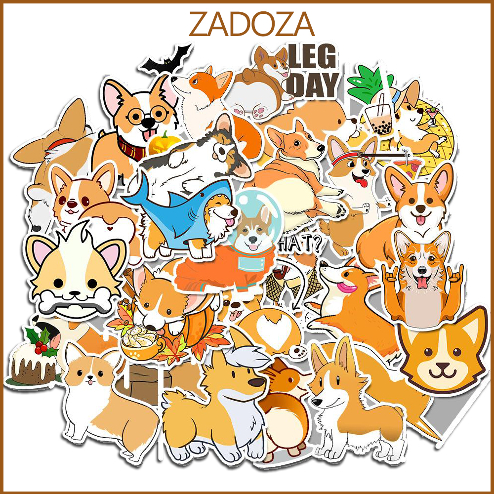 Sticker Corgi decal dán laptop , điện thoại hình dán trang trí