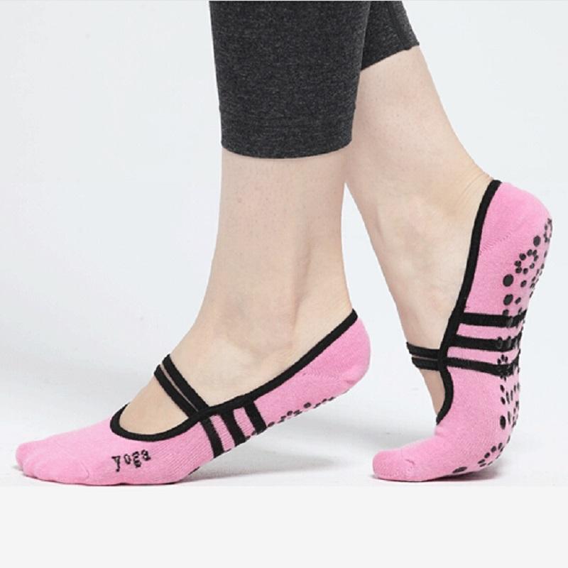 Phụ Nữ Tập Yoga Chuyên Nghiệp Khiêu Vũ Tất Thể Thao Chống Trơn Trượt Cotton Đi Xe Đạp Tất Nữ Pilates Tất Múa Ba Lê Gót Chân Bảo Vệ Color: red
