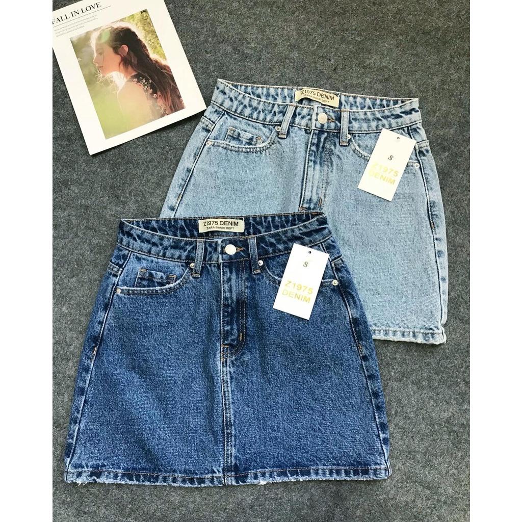 Chân Váy Jean Bassic Chữ A Không Quần Sofm