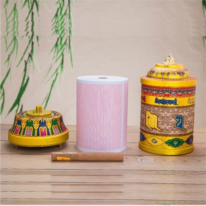 Kinh luân quay tự động bằng điện - Bánh xe cầu nguyện có 41 bài hát có sẵn cao 30cm