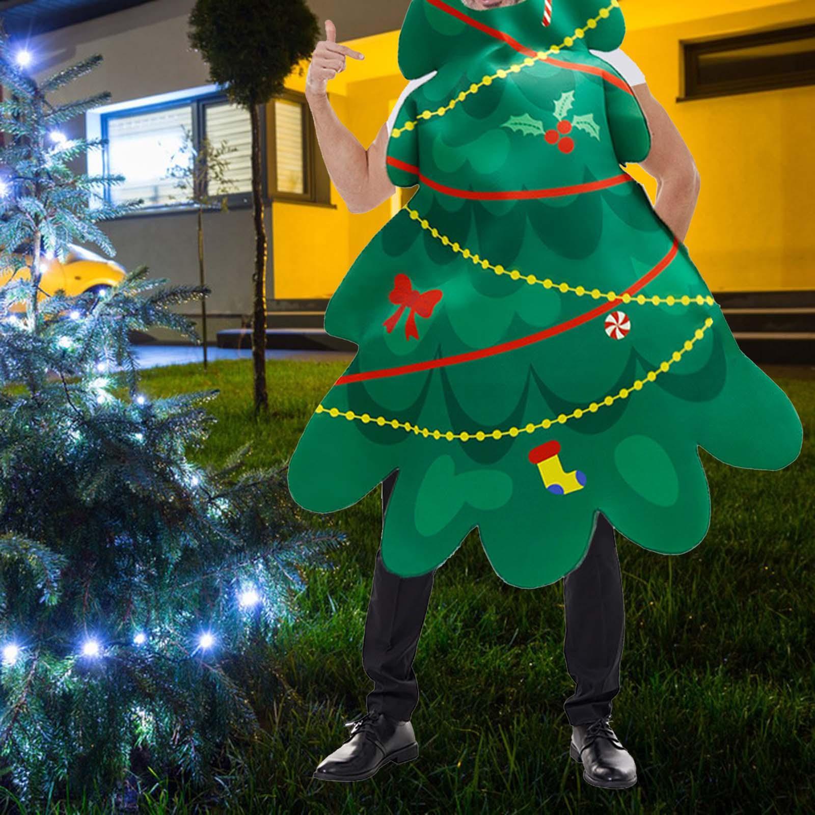 Christmas Tree Costume Funny Fancy Dress Printed Clothing, Stage Performance Costume Party Outfit for Celebration, Show, Gifts, Cosplay Festival