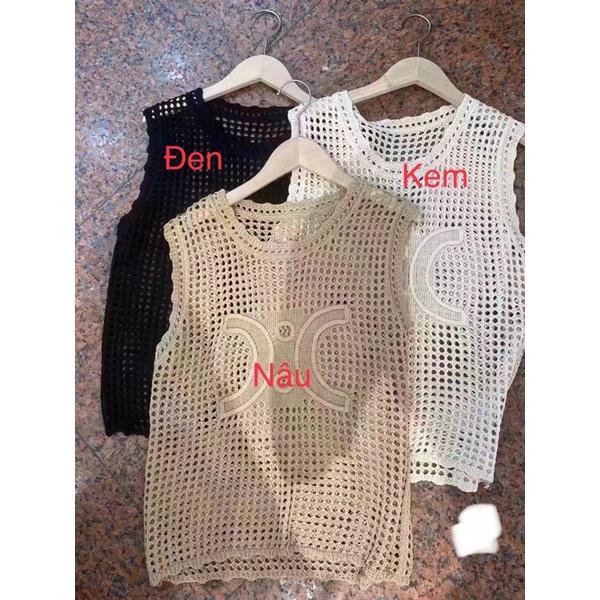 Áo len sát nách lưới ô chữ X quảng châu