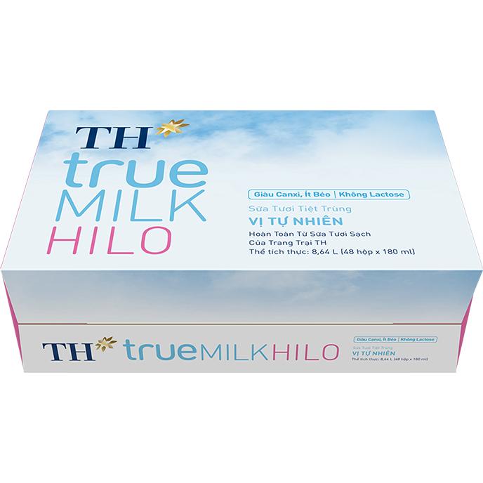 Thùng 48 hộp sữa tươi tiệt trùng TH True Milk  HILO vị tự nhiên 180ml
