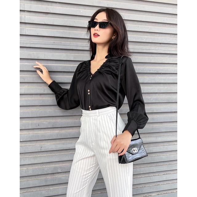 ZIEL Sơ mi lụa cổ nhún cách điệu | Alice Shirt