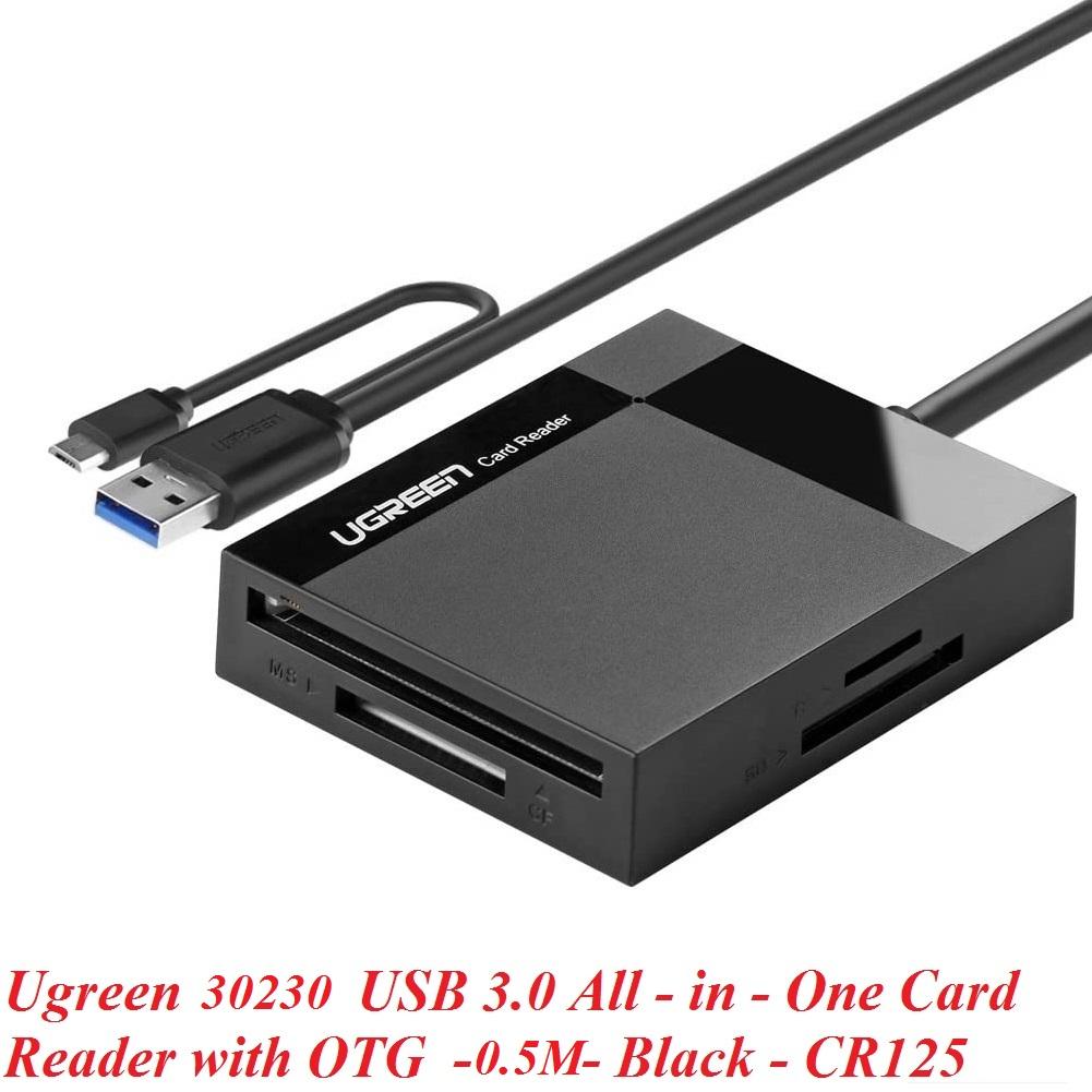 Ugreen UG30230CR125TK 0.5M Đầu Đọc Thẻ Usb 3.0 Đa Năng Cf Sd Tf Ms Otg 50cm - HÀNG CHÍNH HÃNG