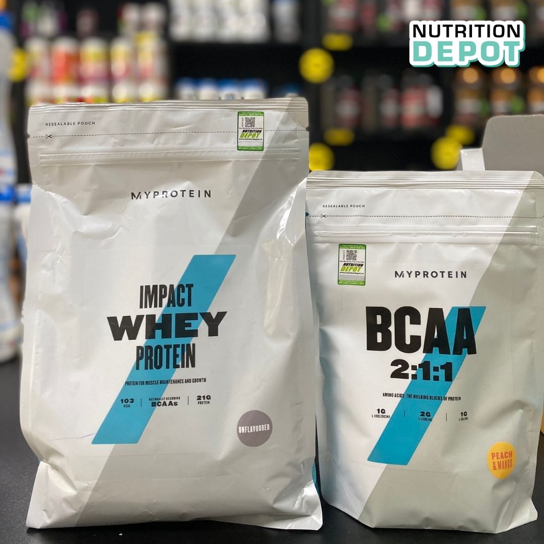Combo Tăng cơ và phục hồi cơ - Impact Whey Protein 1kg và BCAA 250g Myprotein – Nutrition Depot Vietnam