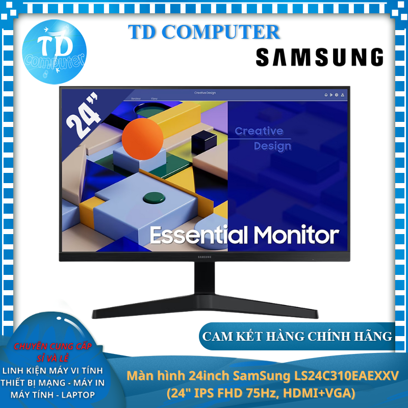 Màn hình máy tính 24inch SamSung LS24C310EAEXXV (24&quot; IPS FHD 75Hz, HDMI+VGA) - Hàng chính hãng Viễn Sơn phân phối