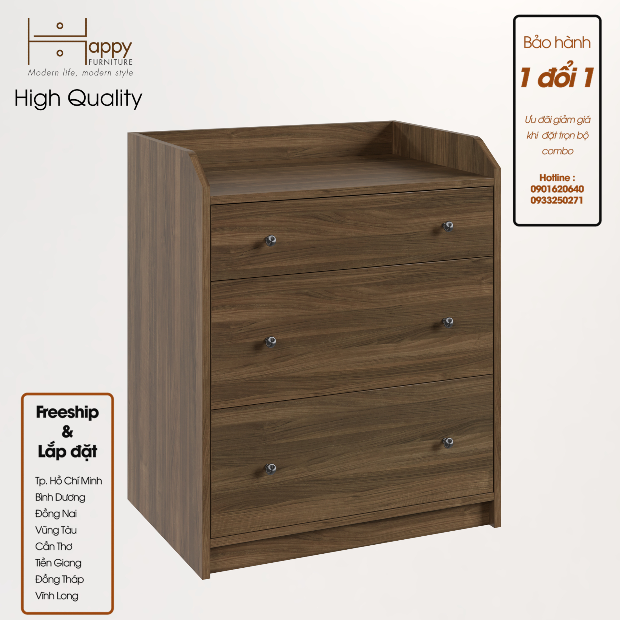 [Happy Home Furniture] CANA,  Tủ 3 tầng ,  70cm x 46cm x 84cm ( DxRxC), THK_008