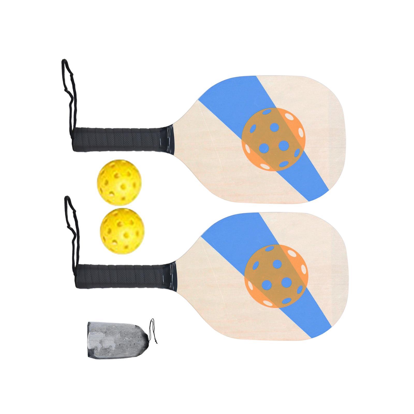 Pickleball Wood Paddle Set Beginner Racket Durable 2 Paddles 2 Pickle Balls