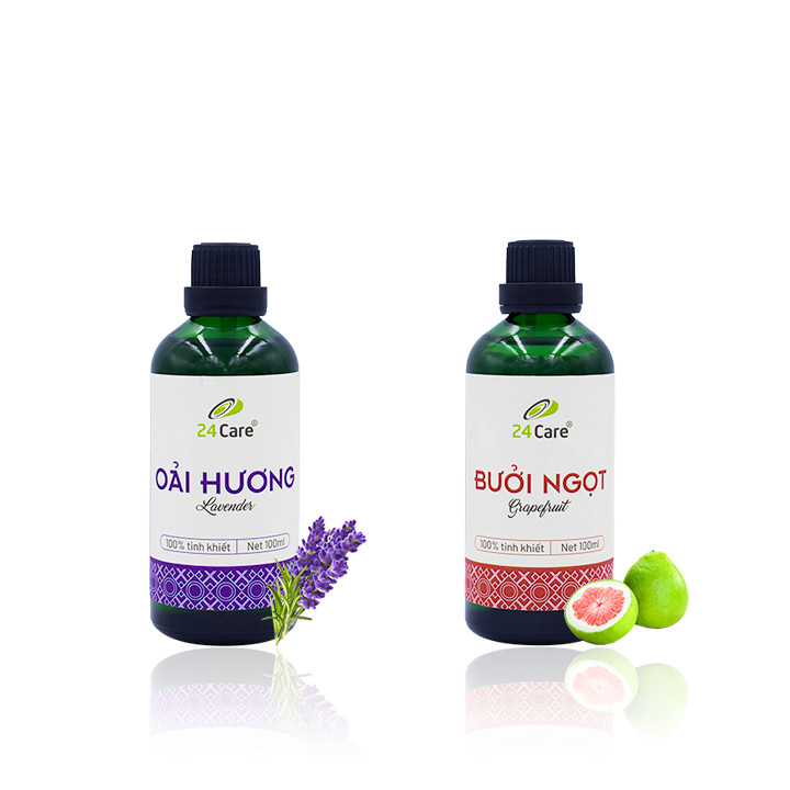 Combo 2 chai Tinh dầu Oải Hương &amp; Tinh dầu Bưởi Ngọt 24Care