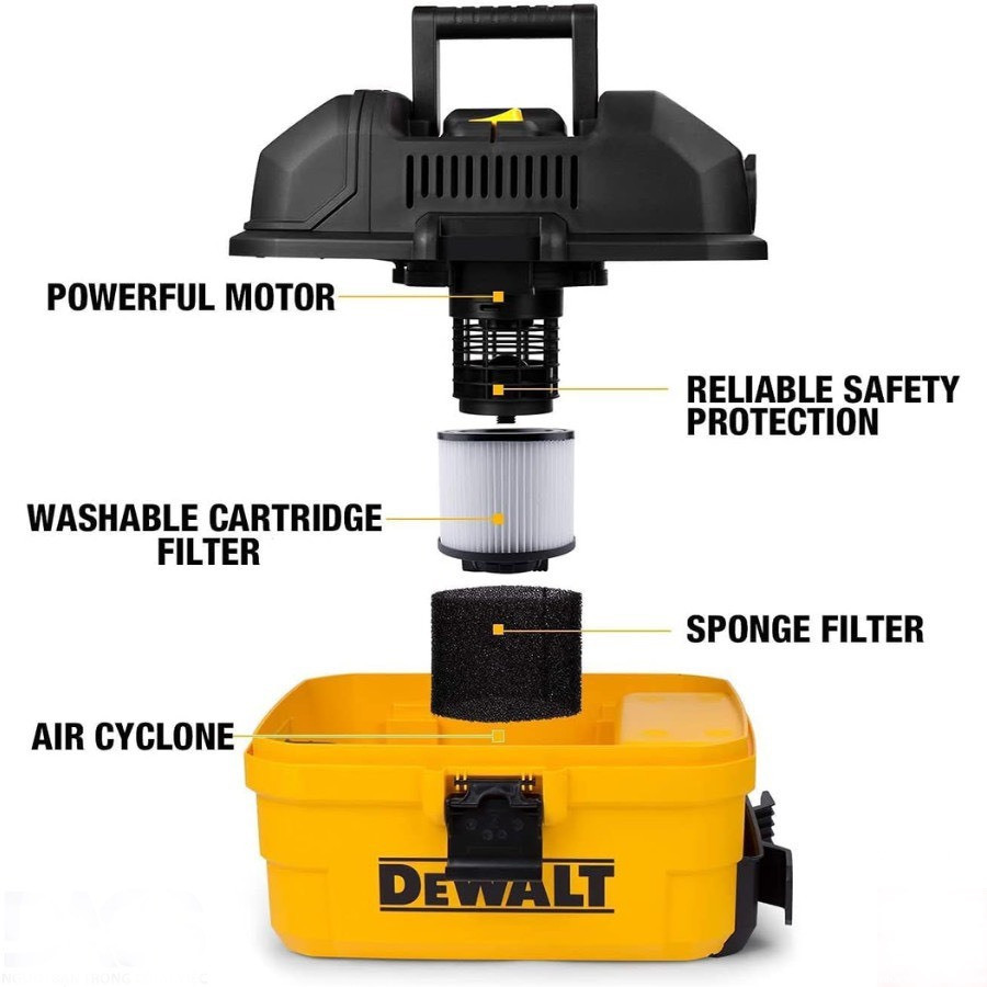 Máy hút bụi Công nghiệp 3 chức năng 15L Dewalt DXV15T (1350W – 1.8HP) -Hàng Chính Hãng