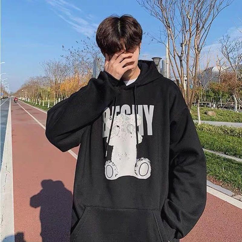 Áo Hoodie Chống Nắng FASHION In Hình Con Gấu Nón 2 Lớp Chất Liệu Thun PE Cho Nam Và Nữ Dưới 70kg