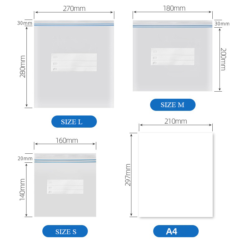 Túi Zip Đựng Thực Phẩm Cao Cấp, Nhiều Size, Có Chỗ Ghi Ngày, Túi Đựng Thức Ăn