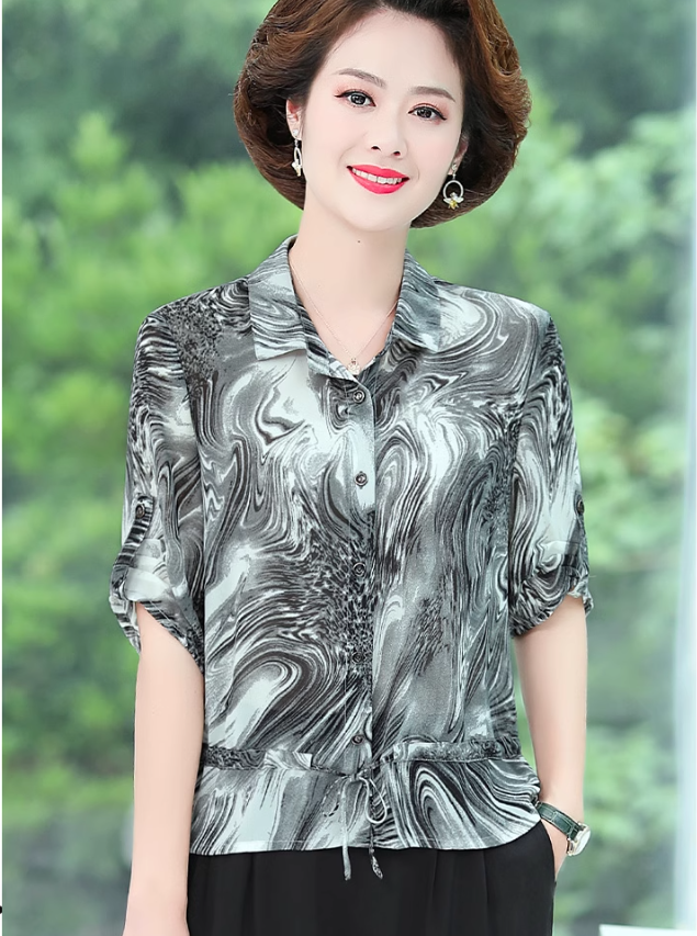 Áo Sơ Mi  Voan Sang Trọng Cho Mẹ SM47 - Hàng Quảng Châu Cao Cấp