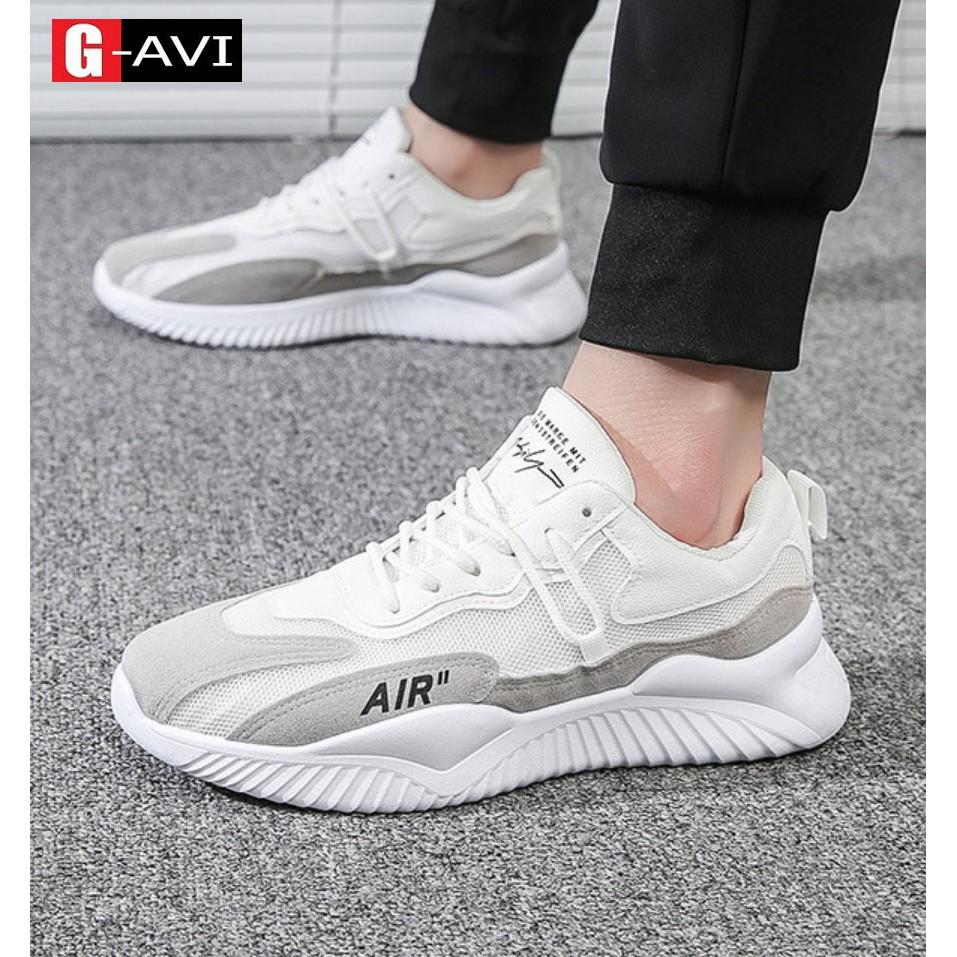 Giày sneaker thể thao vải lưới phối da, đế thông hơi thoáng mát, khử mùi đi cực êm chân AVi 395