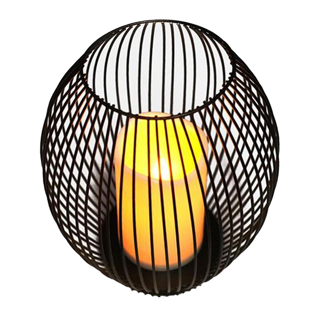 Vintage Style Iron Wire Candle Holder with LED Candle for Home Wedding Decor