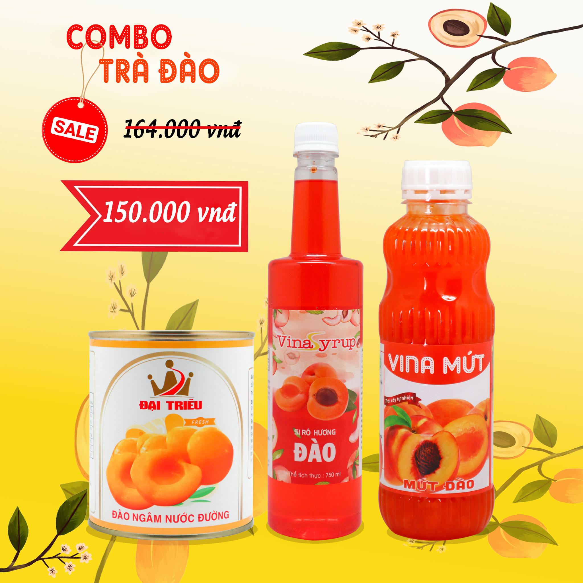 [ COMBO TRÀ ĐÀO ] - Trà trái cây - Trọn bộ - Ngon hơn