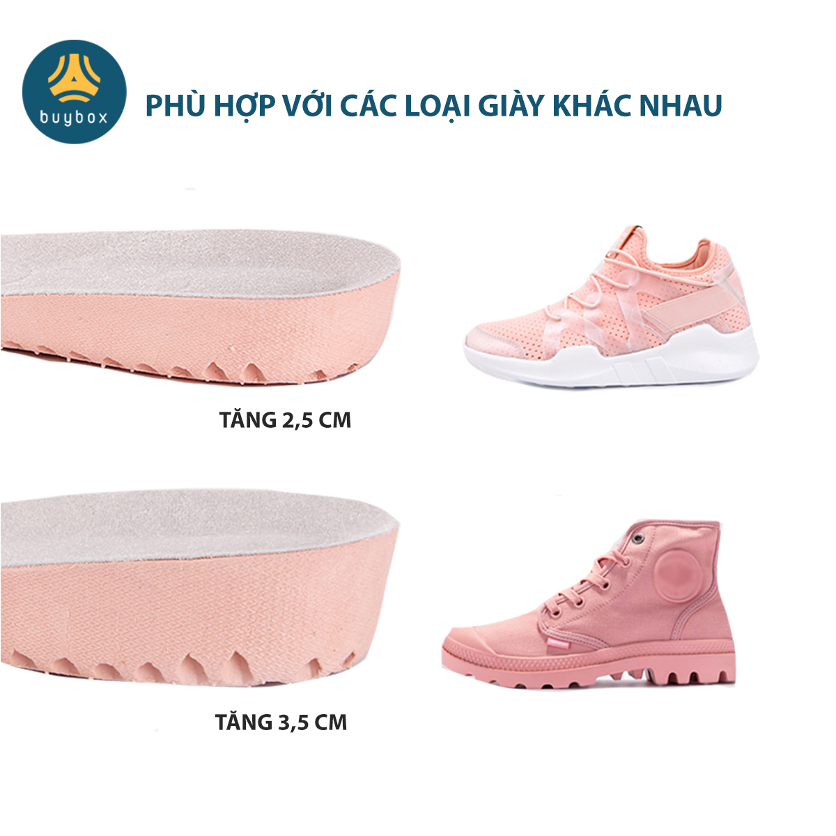 Hình ảnh Lót giày độn đế cao su non, nhựa EVA, tăng chiều cao, êm chân, chống thốn - buybox - BBPK209