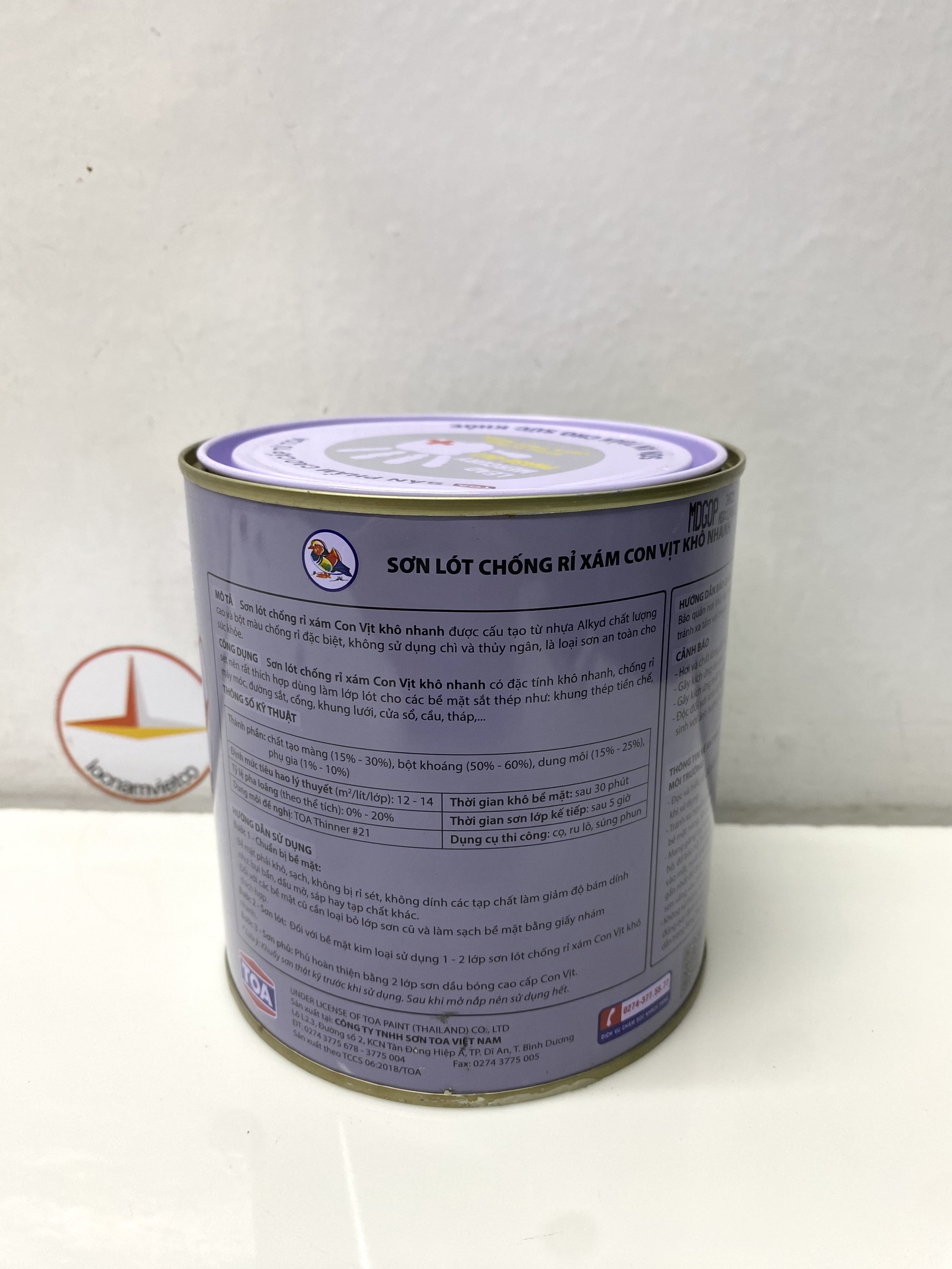 Sơn lót chống rỉ cao cấp TOA con Vịt màu xám 800ml _ MD GOP