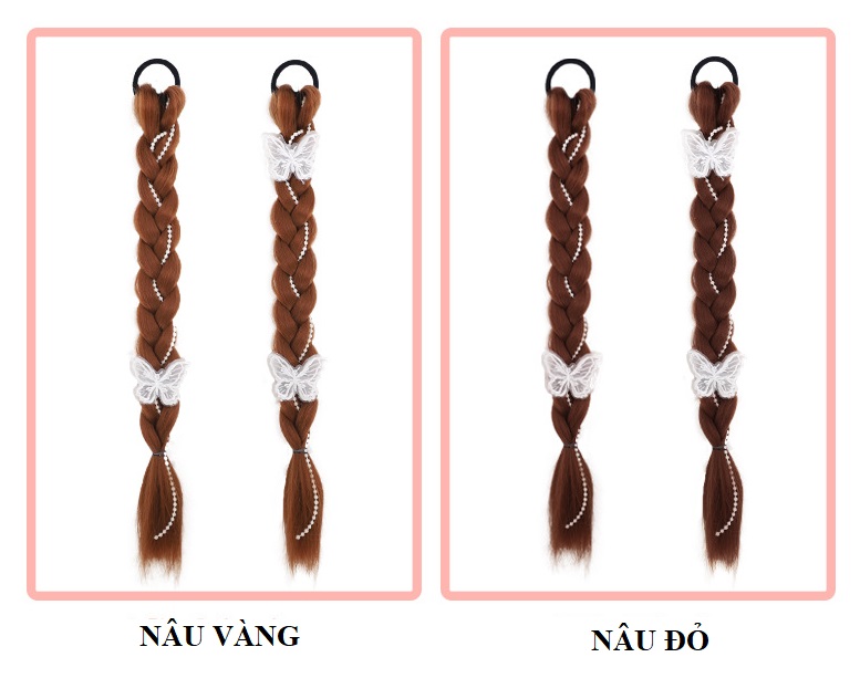 Tóc giả tết thắt bím đính hạt J140 ️FREESHIP️ tóc tết thắt bính, tóc giả thắt bím