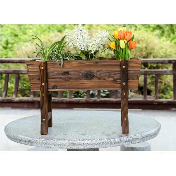Chậu trồng cây chữ nhật có chân đỡ bằng gỗ thông dày dặn size 60cm trồng lan, trồng hoa cây cảnh ban công sân vườn