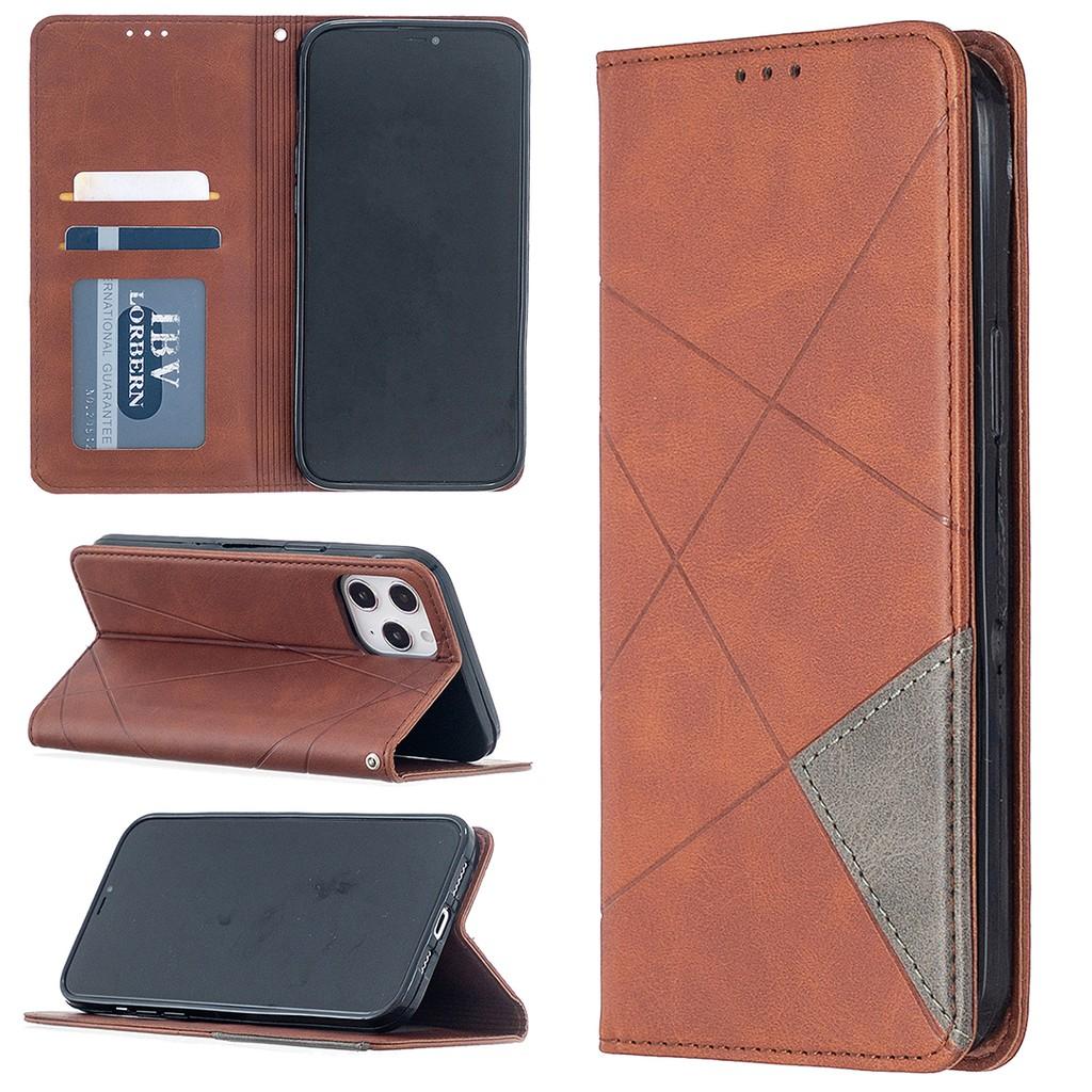 Bao Da Họa Tiết Hình Thoi Có Ngăn Đựng Thẻ Cho Iphone 12 Pro Max Iphone 12 Mini Iphone 11 Pro Max Se 2020