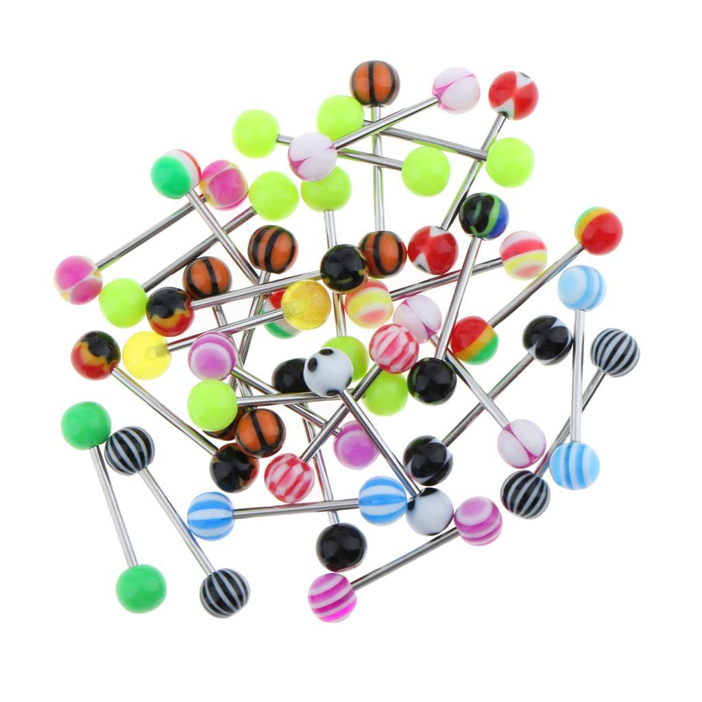 30pcs 14G Stainless Steel Acrylic Ball Barbell Bar   Stud Piercing