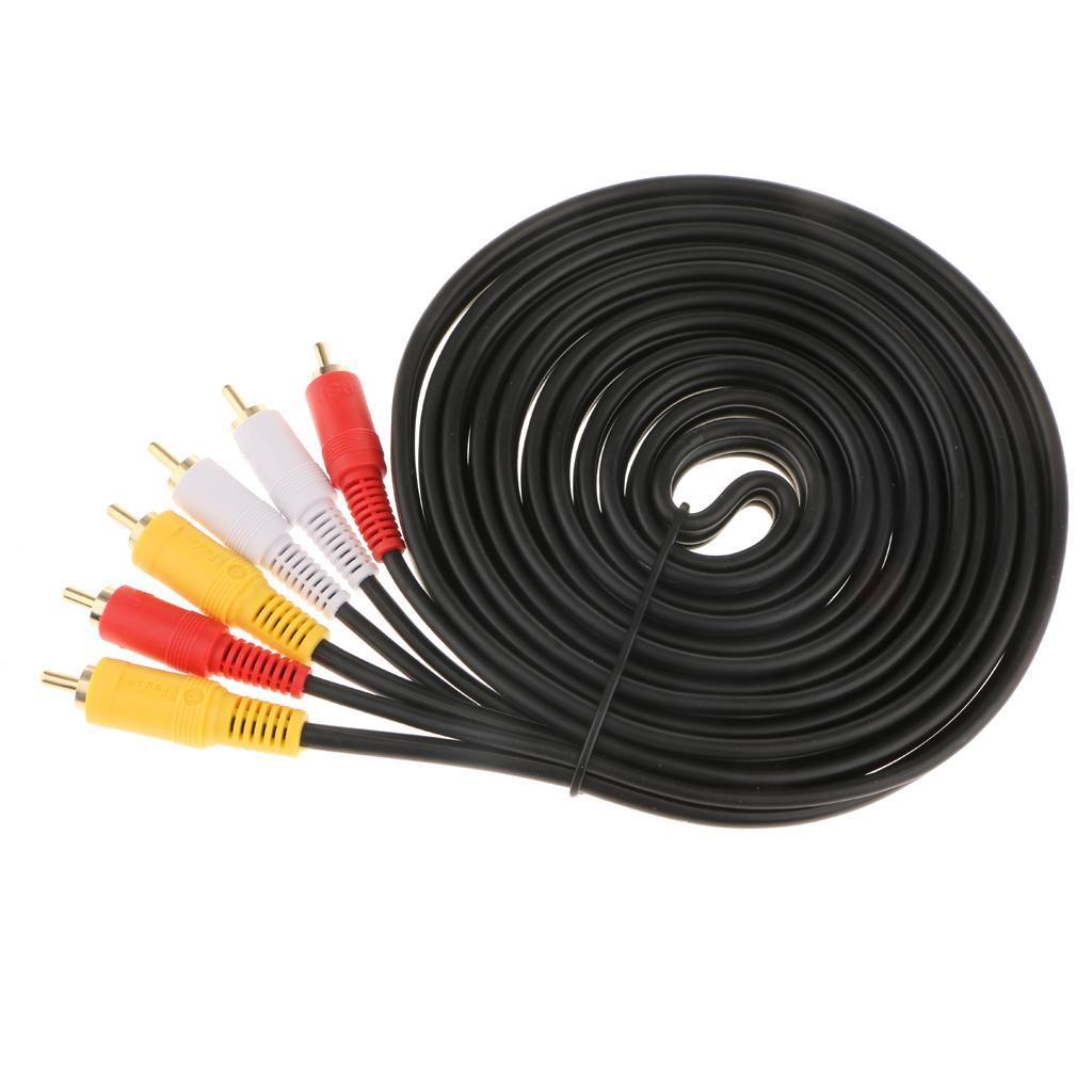 RCA Audio Video AV Cable Cord Line 3 Male to 3 Male Gold Plated