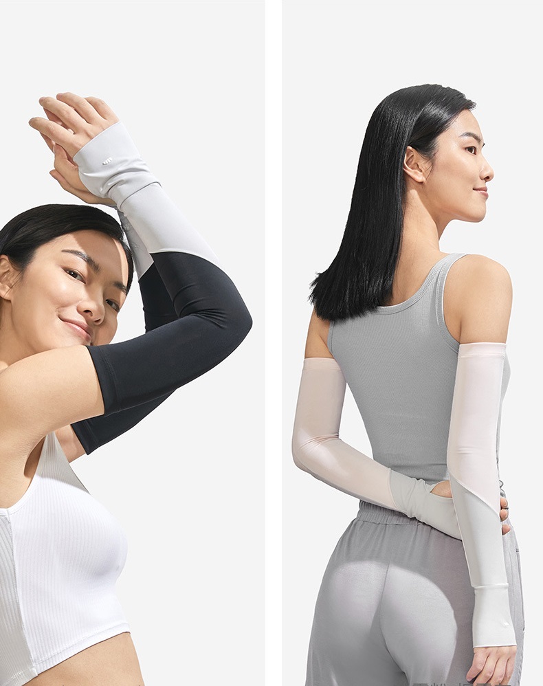 Găng tay xỏ ngón lụa băng Hatsu chống nắng và ngăn tia UV 100% - phối 2 màu thời trang - Dòng -5 độ cao cấp - Hàng chính hãng