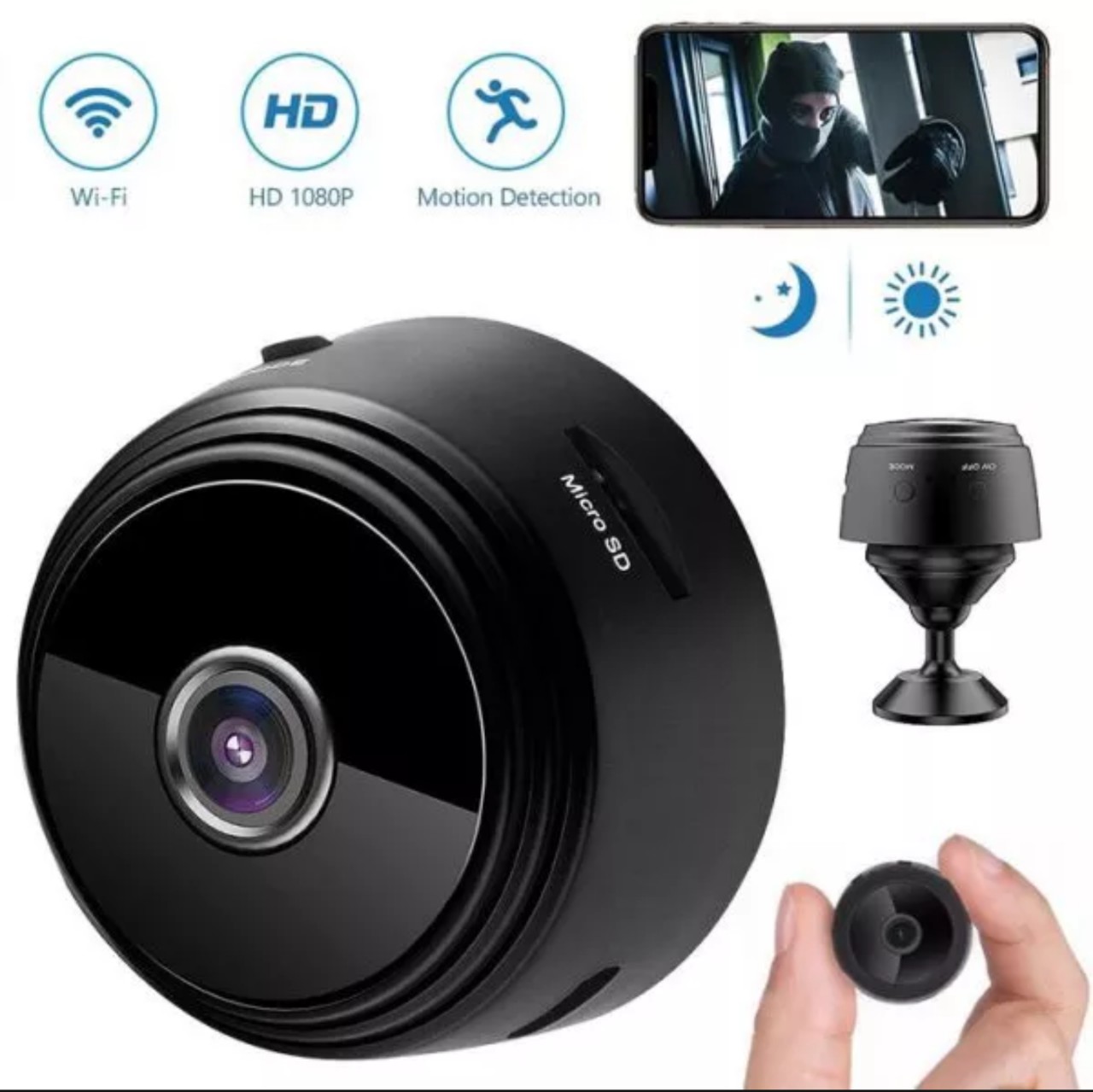 Bộ Camera quan sát mini góc quay rộng 90 độ chất lượng hình ảnh HD 1080p kết nối Wifi không dây giấu kín