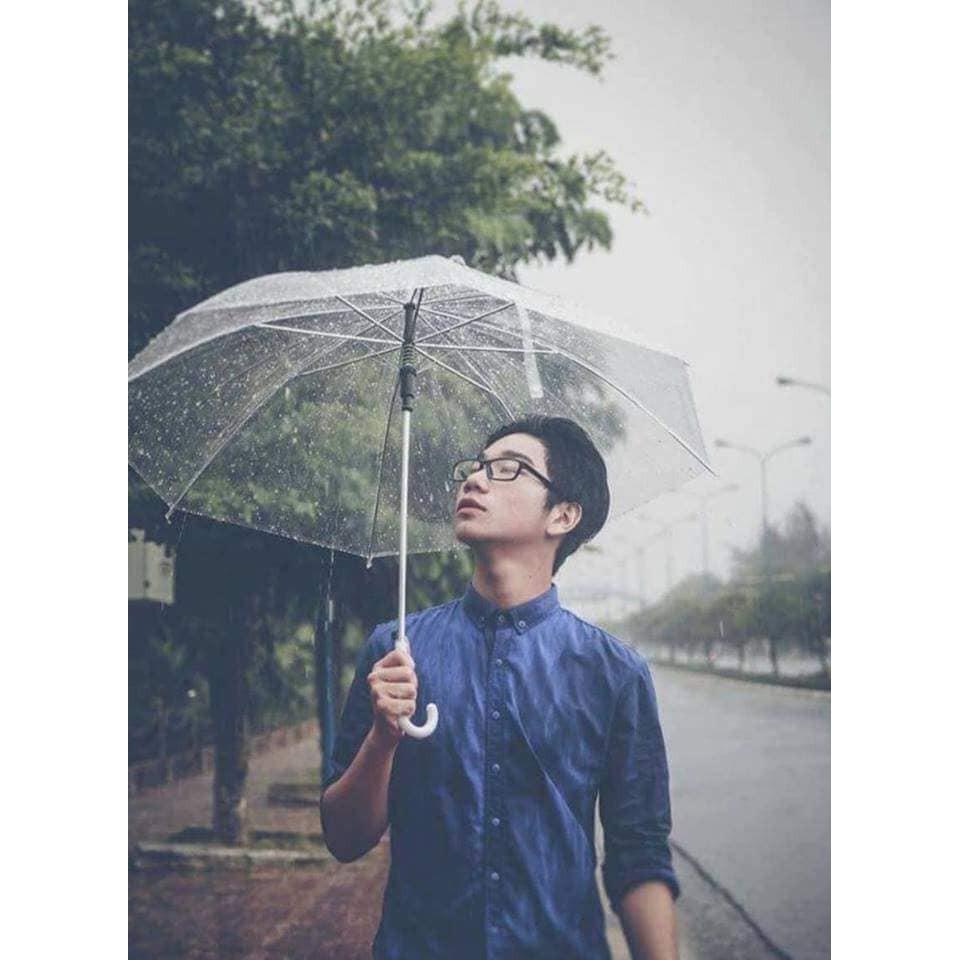 Ô dù đi mưa trong suốt màu trắng