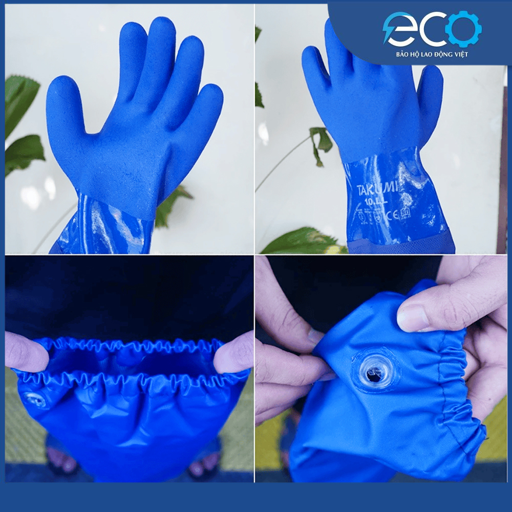 Găng Tay Chống Dầu Takumi PVC-600X Chính Hãng – Chống Dầu Nhớt, Chống Trơn Trượt, Lót Cotton Êm Tay