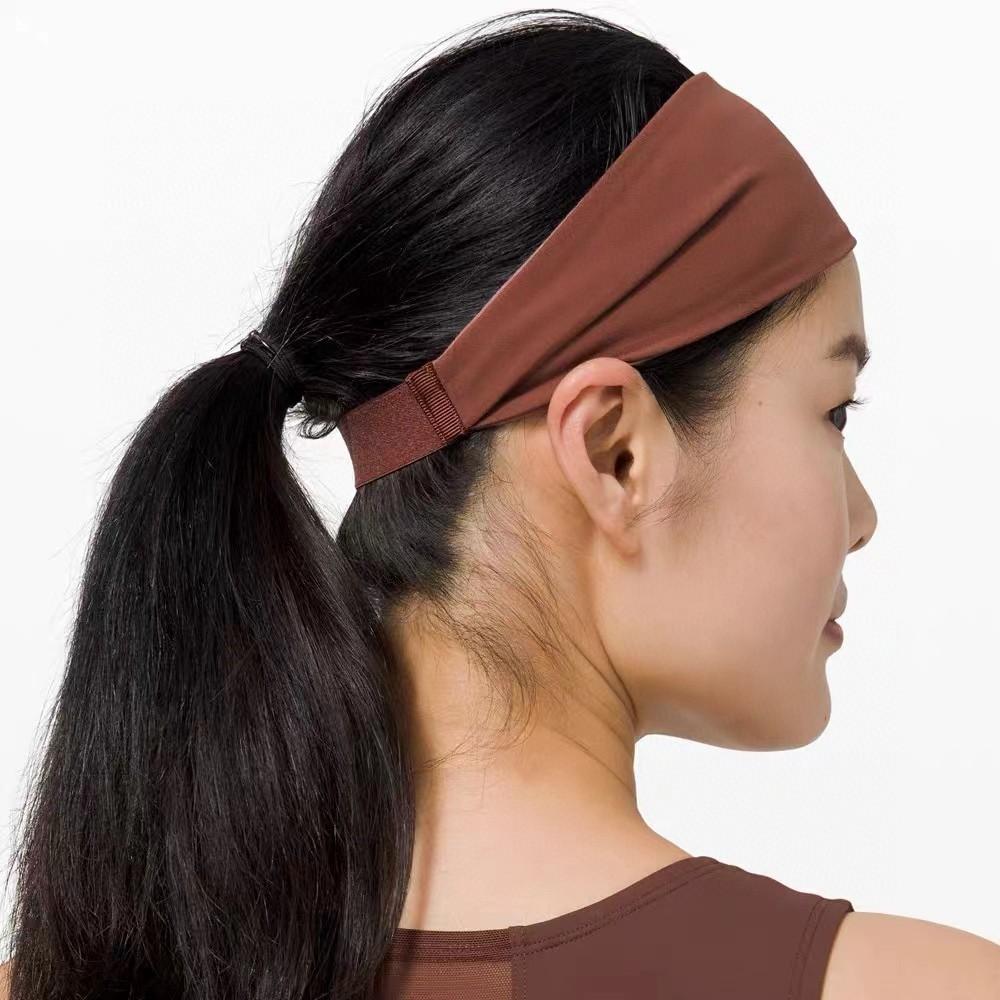 2020 Mới Lulu Fringe Fighter Headband Độ đàn hồi Phụ nữ thể thao tập thể dục Yoga Dải có dây tóc hai mặt với Lulu Box Color: Chocolate